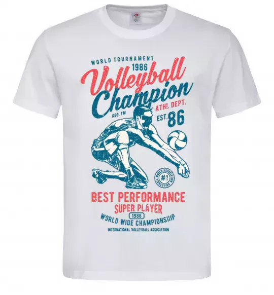 Мужская футболка Volleyball Champion Белый фото