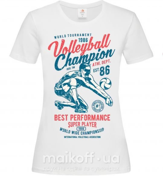 Женская футболка Volleyball Champion Белый фото
