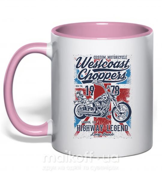 Чашка з кольоровою ручкою Westcoast Choppers Ніжно рожевий фото