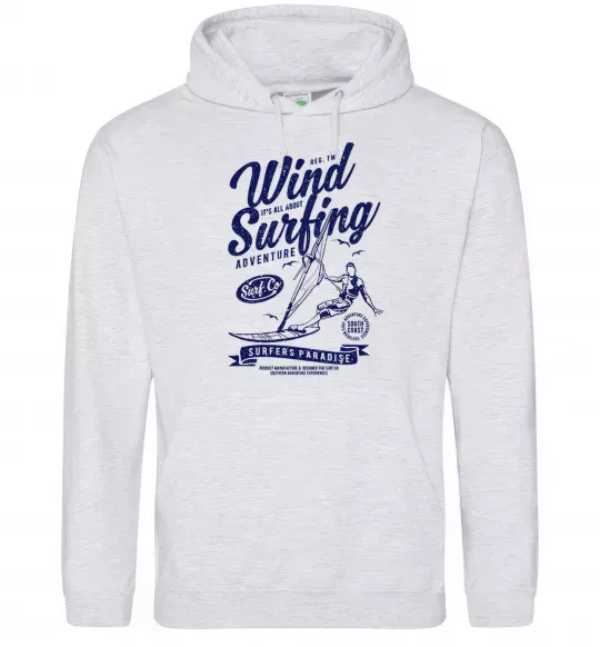 Женская толстовка (худи) Wind Surfing Серый меланж фото