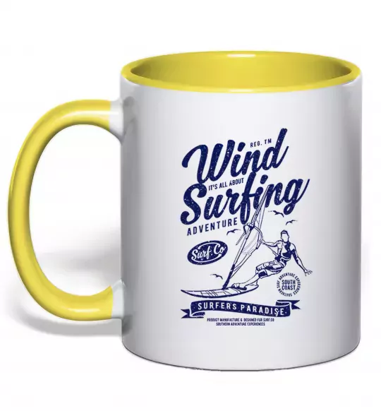 Чашка с цветной ручкой Wind Surfing Солнечно желтый фото