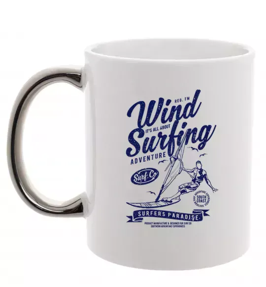 Чашка с цветной ручкой Wind Surfing Серебро фото