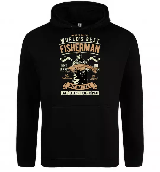 Мужская толстовка (худи) World's Best Fisherman Черный фото
