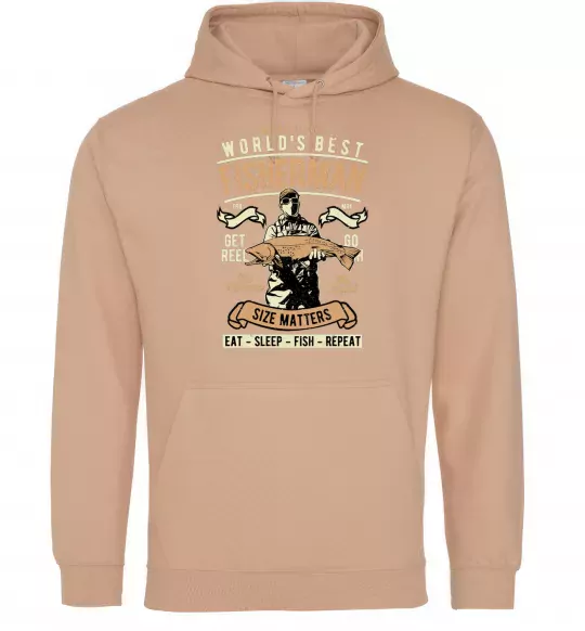 Мужская толстовка (худи) World's Best Fisherman Песочный фото