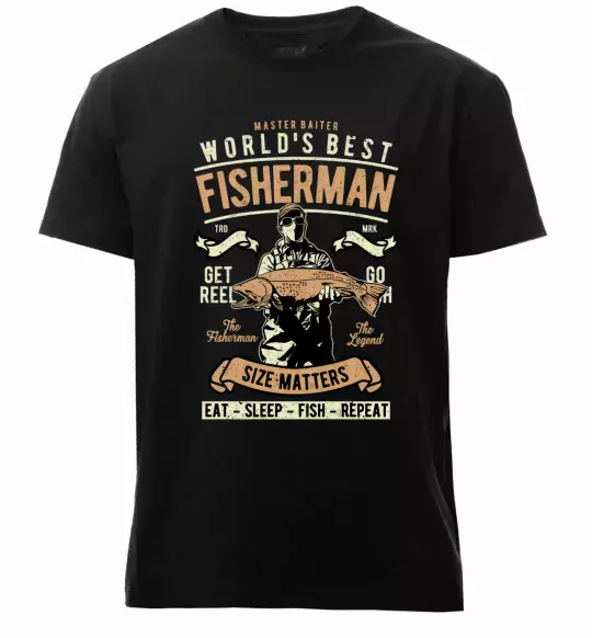 Чоловіча преміум футболка World's Best Fisherman Чорний фото
