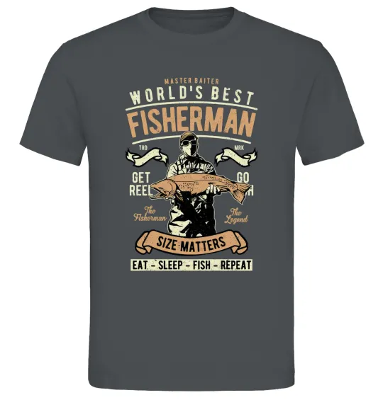 Чоловіча футболка World's Best Fisherman Графіт фото