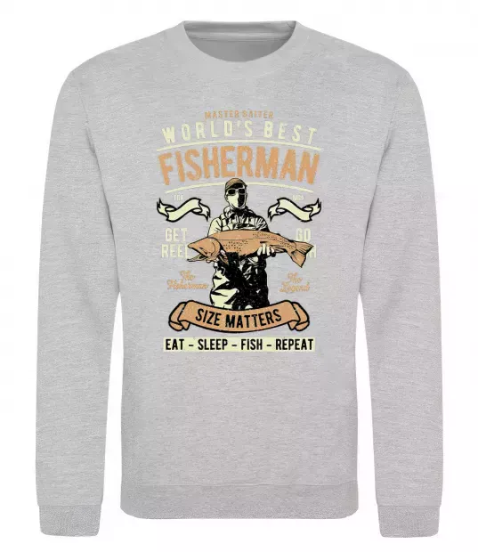 Світшот World's Best Fisherman Сірий меланж фото