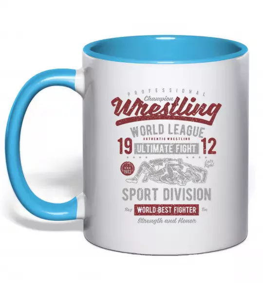 Чашка с цветной ручкой Wrestling Голубой фото