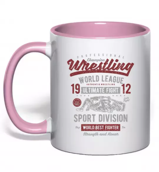 Чашка с цветной ручкой Wrestling Нежно розовый фото