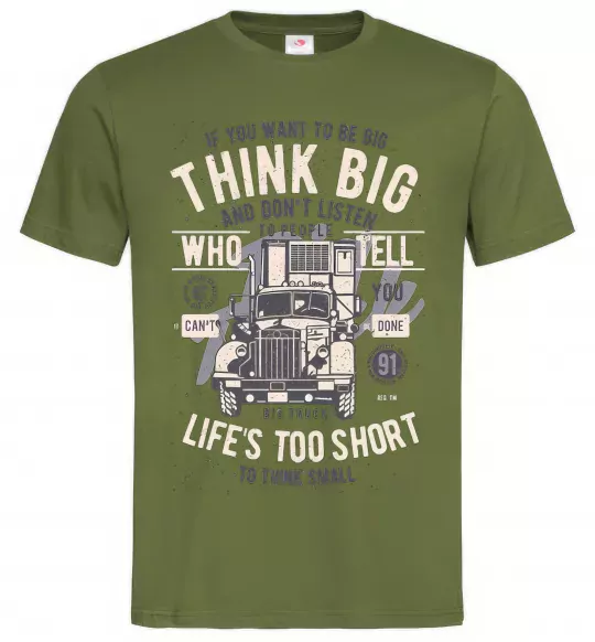 Чоловіча футболка Think Big Truck Оливковий фото