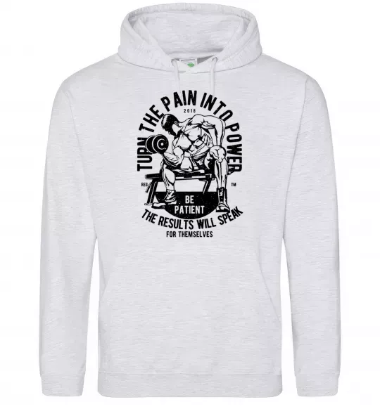 Чоловіча толстовка (худі) Turn The Pain Into Power Сірий меланж фото