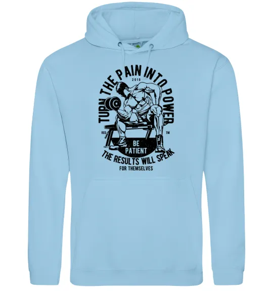 Чоловіча толстовка (худі) Turn The Pain Into Power Блакитний фото