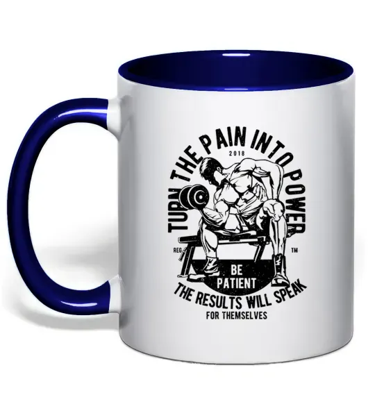 Чашка с цветной ручкой Turn The Pain Into Power Глубокий темно-синий фото