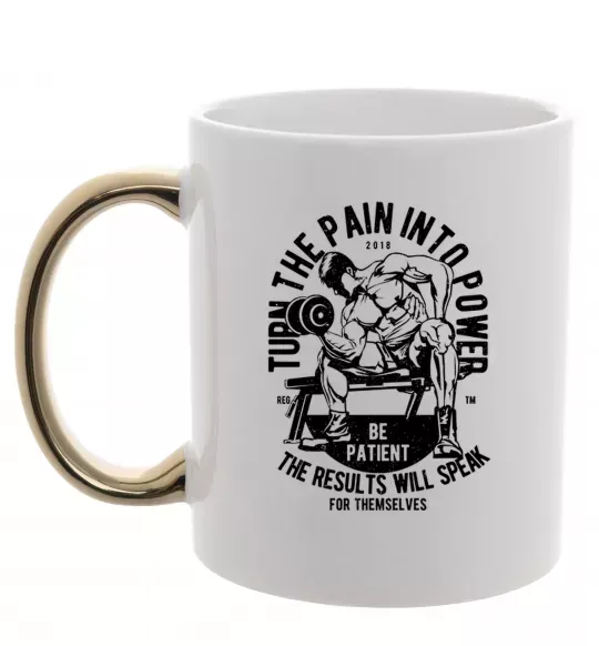 Чашка с цветной ручкой Turn The Pain Into Power Золото фото