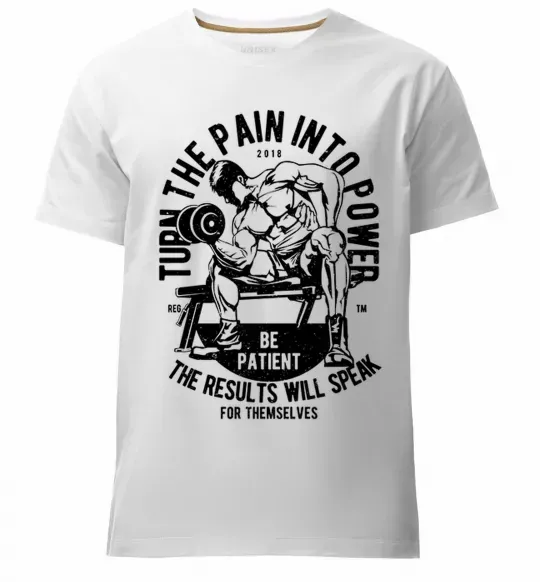 Мужская премиум футболка Turn The Pain Into Power Белый фото