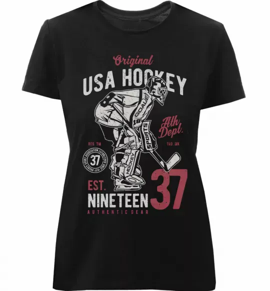 Жіноча преміум футболка USA Hockey Чорний фото