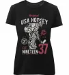 Жіноча преміум футболка USA Hockey Чорний фото