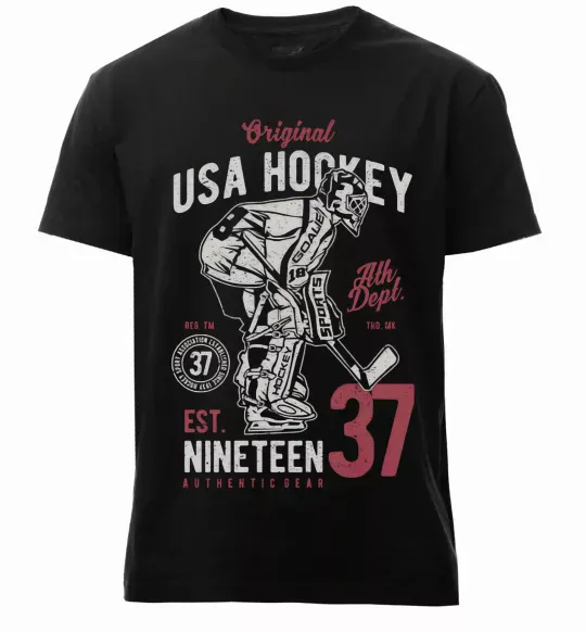 Чоловіча преміум футболка USA Hockey Чорний фото