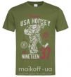 Мужская футболка USA Hockey Оливковый фото
