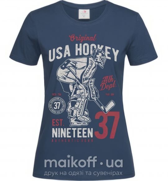 Жіноча футболка USA Hockey Темно-синій фото