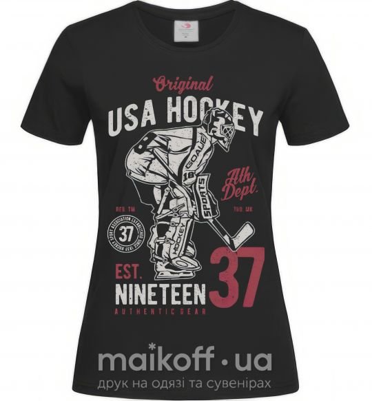 Жіноча футболка USA Hockey Чорний фото