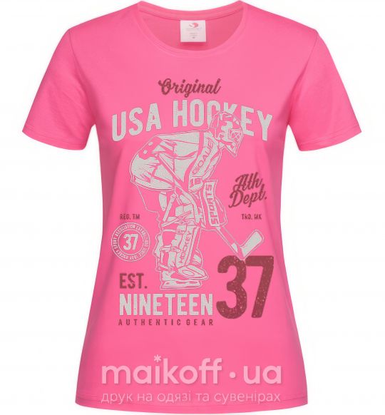 Жіноча футболка USA Hockey Яскраво-рожевий фото
