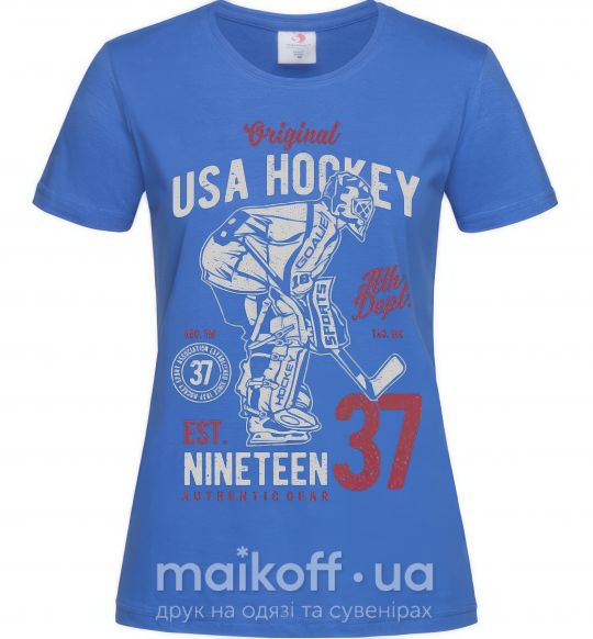 Женская футболка USA Hockey Ярко-синий фото