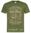 Мужская футболка Speed & Power Hotrod Оливковый фото