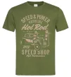 Чоловіча футболка Speed & Power Hotrod Оливковий фото