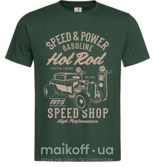 Мужская футболка Speed & Power Hotrod Темно-зеленый фото