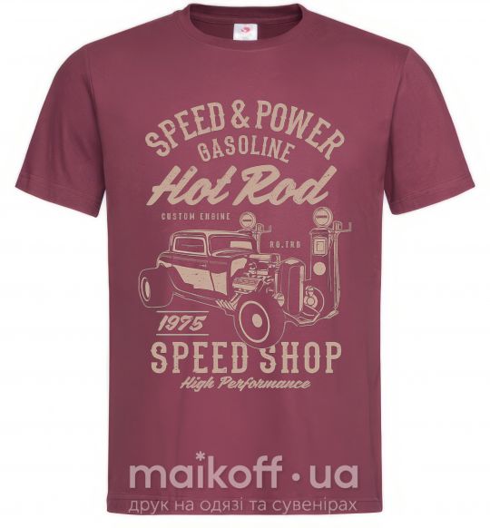 Мужская футболка Speed & Power Hotrod Бордовый фото