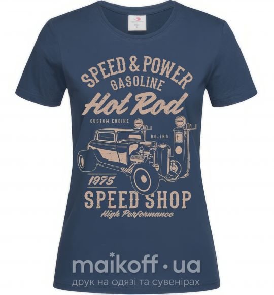 Жіноча футболка Speed & Power Hotrod Темно-синій фото
