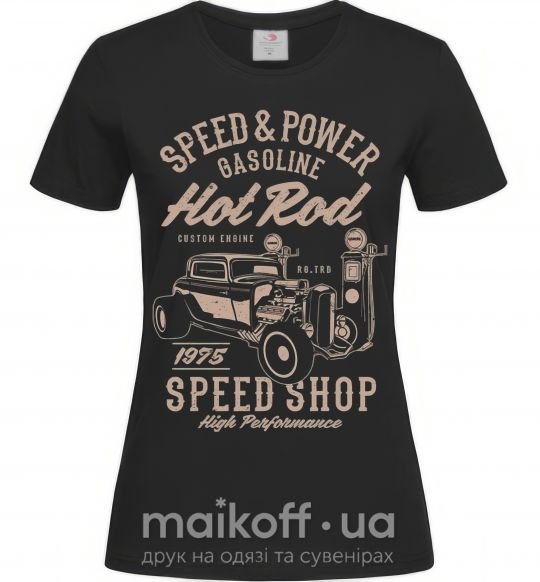 Жіноча футболка Speed & Power Hotrod Чорний фото
