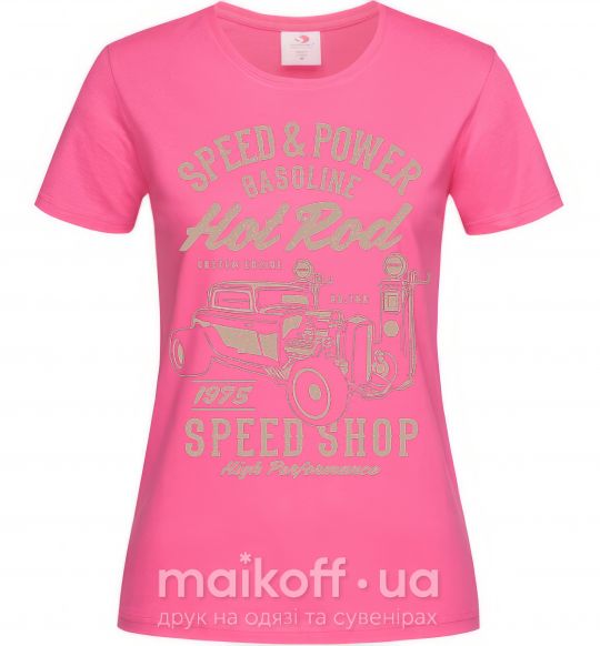 Женская футболка Speed & Power Hotrod Ярко-розовый фото