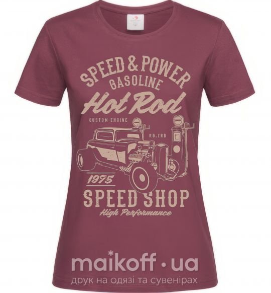 Жіноча футболка Speed & Power Hotrod Бордовий фото