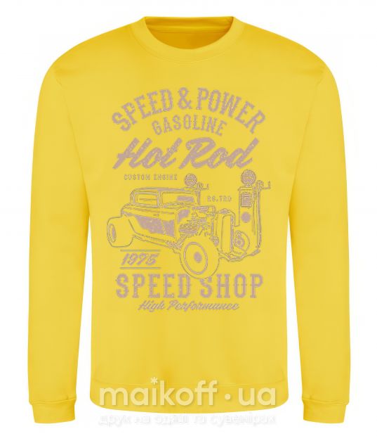Світшот Speed & Power Hotrod Сонячно жовтий фото