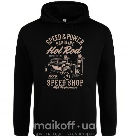 Чоловіча толстовка (худі) Speed & Power Hotrod Чорний фото