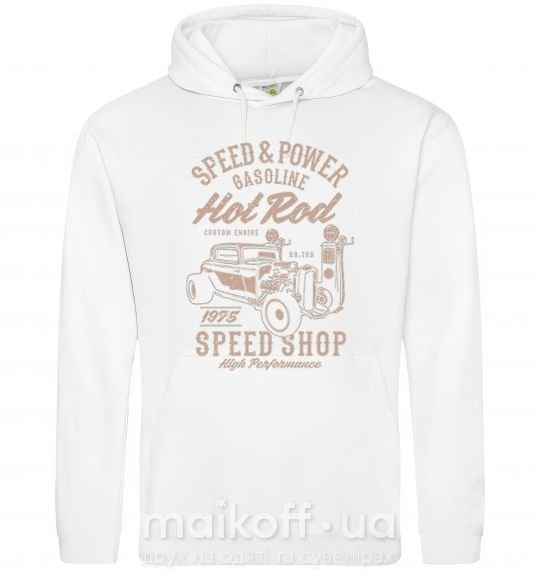 Мужская толстовка (худи) Speed & Power Hotrod Белый фото