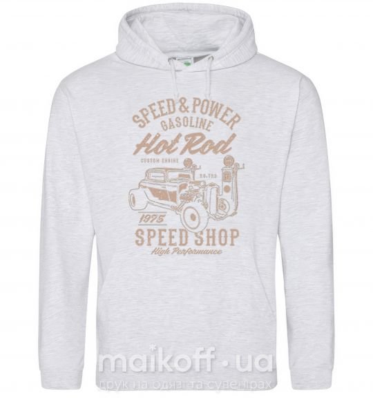 Мужская толстовка (худи) Speed & Power Hotrod Серый меланж фото