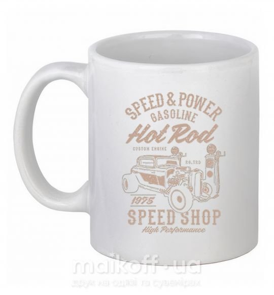 Чашка керамическая Speed & Power Hotrod Белый фото