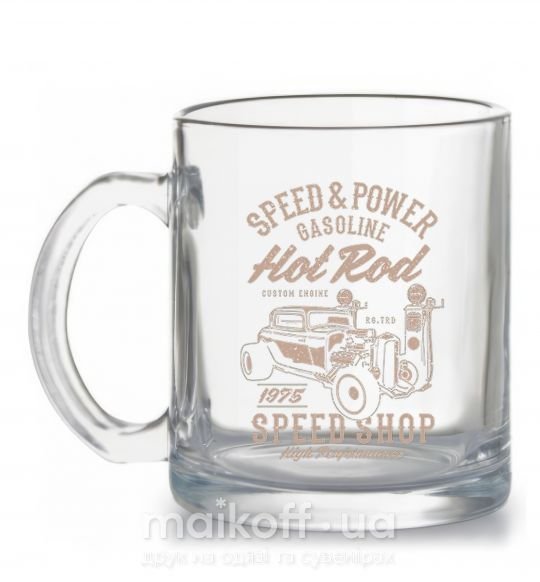 Чашка стеклянная Speed & Power Hotrod Прозрачный фото