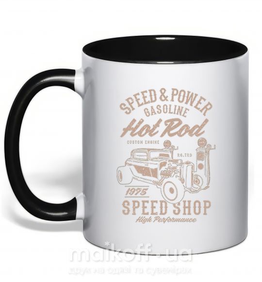 Чашка с цветной ручкой Speed & Power Hotrod Черный фото