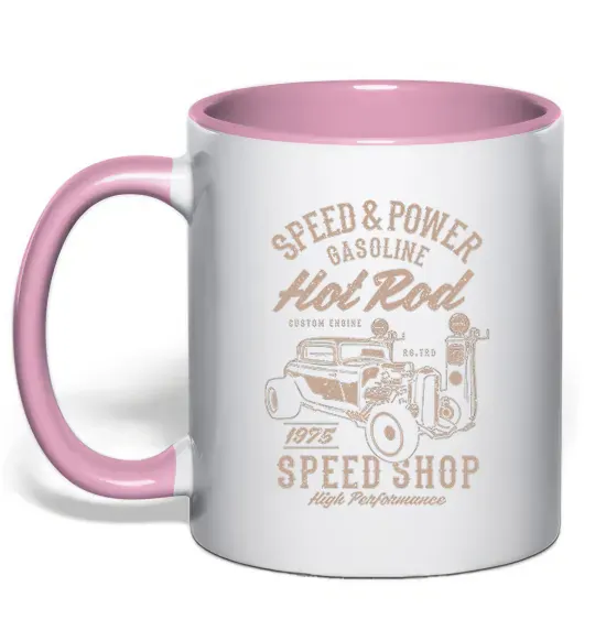 Чашка с цветной ручкой Speed & Power Hotrod Нежно розовый фото