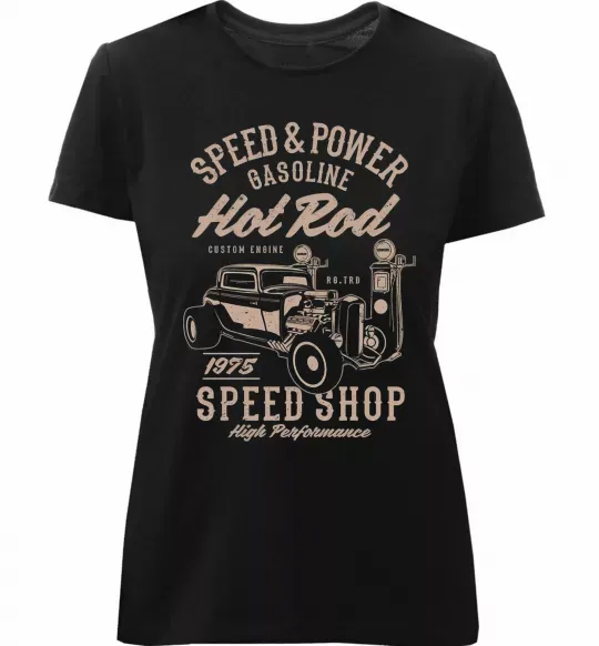 Женская премиум футболка Speed & Power Hotrod Черный фото