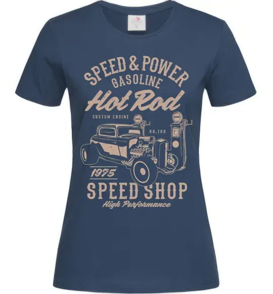 Женская футболка Speed & Power Hotrod Темно-синий фото