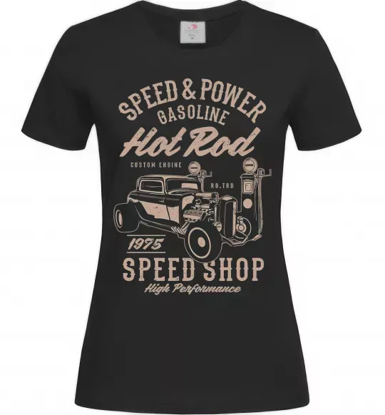 Женская футболка Speed & Power Hotrod Черный фото