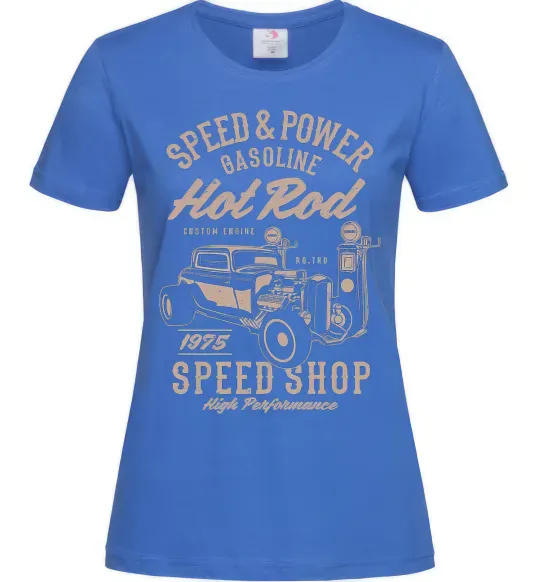 Женская футболка Speed & Power Hotrod Ярко-синий фото