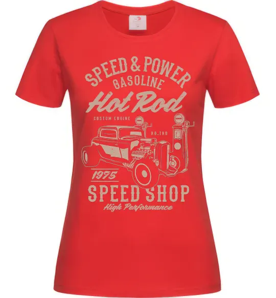 Женская футболка Speed & Power Hotrod Красный фото