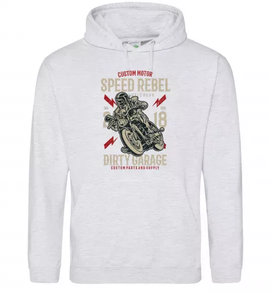 Мужская толстовка (худи) Speed Rebel Dirty Garage Серый меланж фото