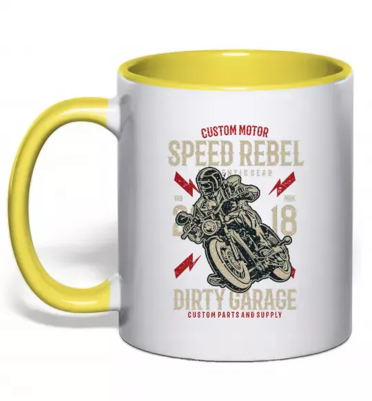 Чашка з кольоровою ручкою Speed Rebel Dirty Garage Сонячно жовтий фото